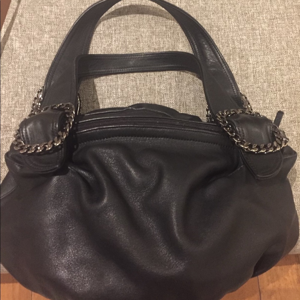 Black leather bag
